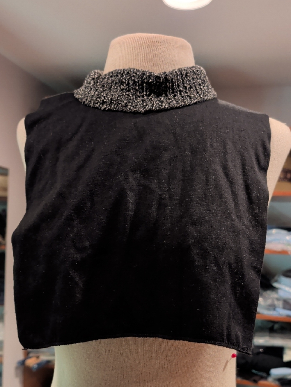 Black And White Tweed Mock Turtle Neck Top/Dickie. Great Look Without The Layers